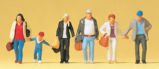 Preiser 10516 HO Scale Pedestrians -- Walking Travelers #1 pkg(6)