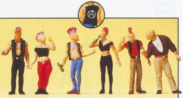Preiser 10473 HO Scale Pedestrians Punk Rockers pkg(6)