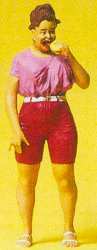 Preiser 45502 G Scale Pedestrians Woman w/Hot Dog
