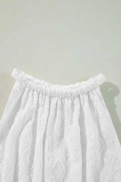Lace Sleeveless Tied Waist Mini Dress