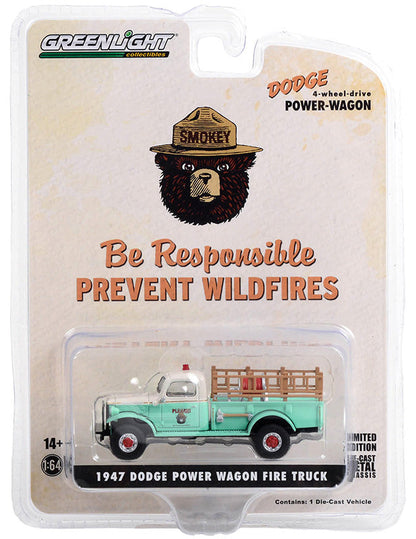 Greenlight 51470-C 1/64 Smokey Bear 1947 Dodge Power Wagon Fire Truck