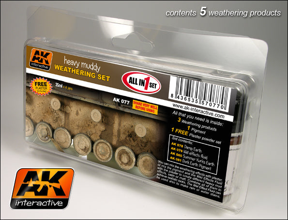 AK Interactive 77 Heavy Muddy Enamel Paint Set (78, 79, 80, 81)