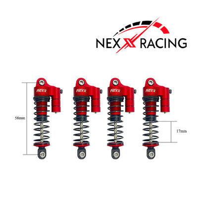 NX-419 Nexx Racing 58mm Reservoir Shocks (4pcs) for Arrma 1:18 GRANITE/ TYPHON/ MOJAVE