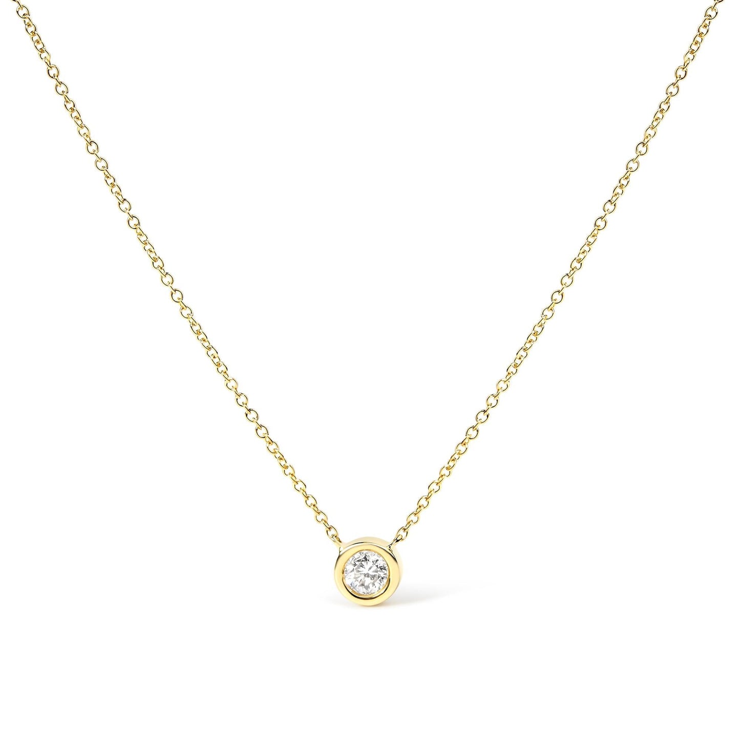 14K Gold Lab Grown Diamond Modern Bezel-Set Solitaire 16"-18" Pendant Necklace (F-G Color, VS2-SI1 Clarity) by Haus of Brilliance