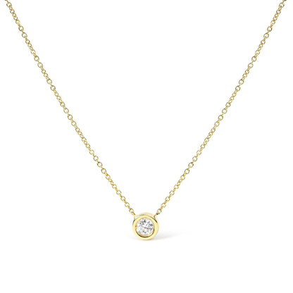 14K Gold Lab Grown Diamond Modern Bezel-Set Solitaire 16"-18" Pendant Necklace (F-G Color, VS2-SI1 Clarity) by Haus of Brilliance