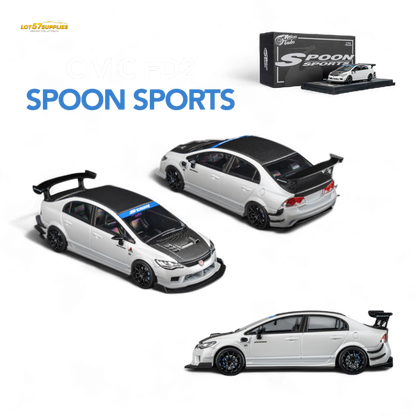 MicroTurbo Honda Civic Type R FD2 Spoon Sports Metallic White 1:64