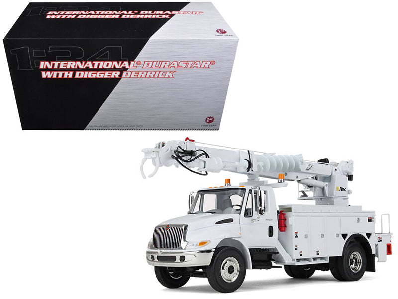 International DuraStar Truck with Digger Derrick Body "Altec" White 1/34 Diecast Model by First Gear  free shipping USA