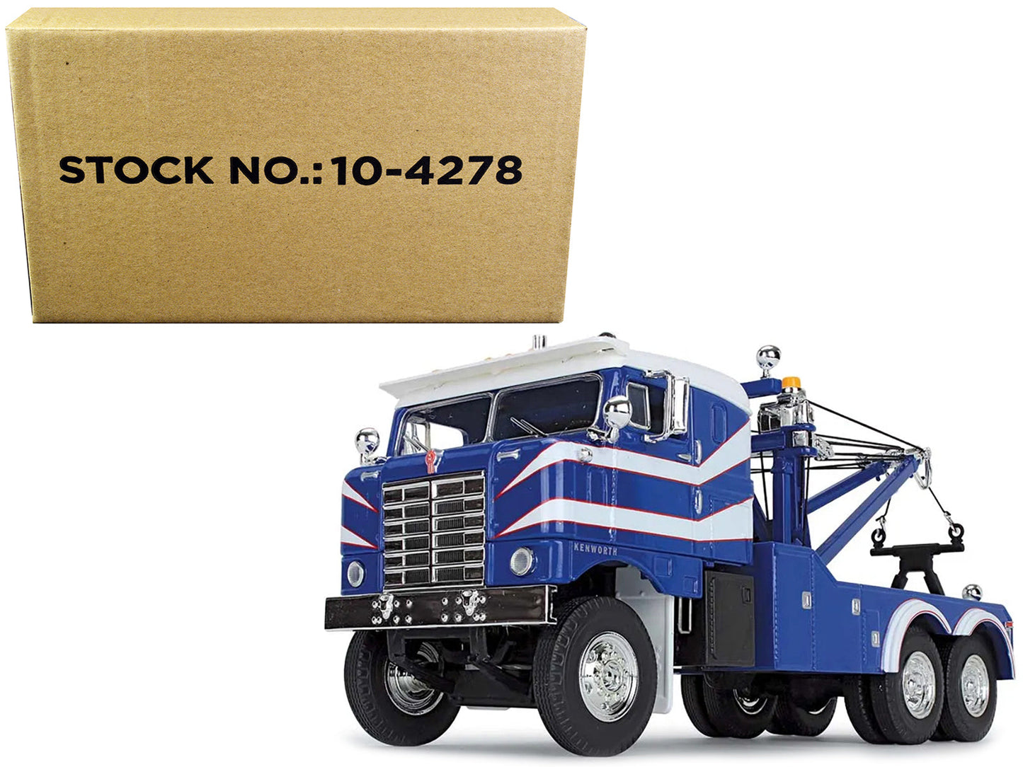 1953 Kenworth Bullnose Heavy-Duty Holmes Wrecker Tow Truck Rich Blue and White 1/34 Diecast Model by First Gear  free shipping USA