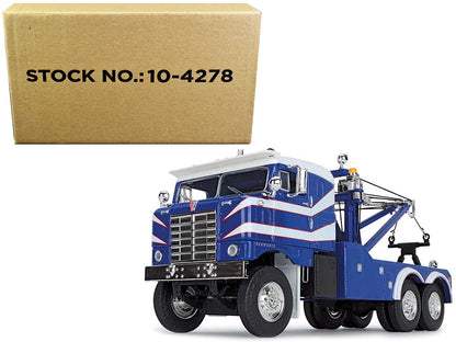 1953 Kenworth Bullnose Heavy-Duty Holmes Wrecker Tow Truck Rich Blue and White 1/34 Diecast Model by First Gear  free shipping USA