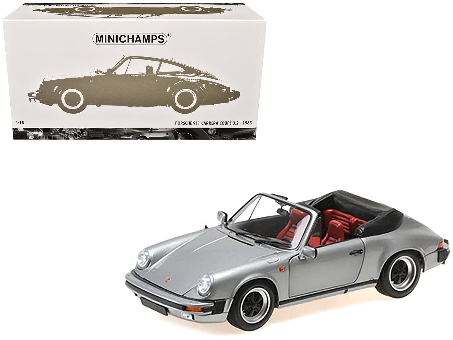 1983 Porsche 911 Carrera Cabriolet 3.2 Gray Metallic 1/18 Diecast Model Car by Minichamps  free shipping USA