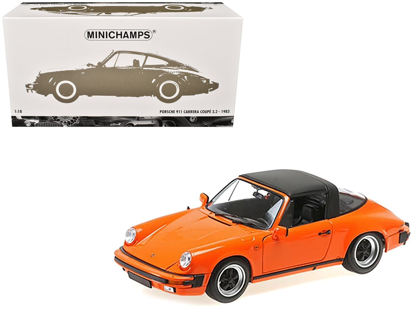 1983 Porsche 911 Carrera Targa 3.2 Orange 1/18 Diecast Model Car by Minichamps  free shipping USA