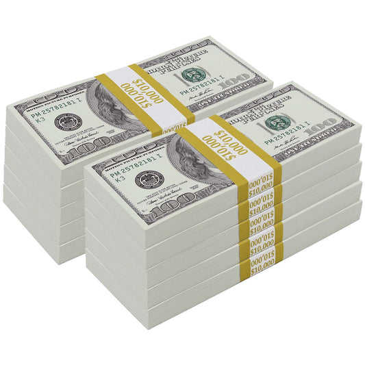 $100,000 BLANK FILLER 2000 Series Stacks by Prop Money Inc
