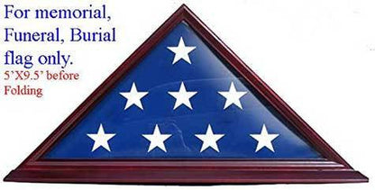 Flag Display Case Frame Stand, Veteran Memorial for 5' X 9.5' Flag - Cherry Finish