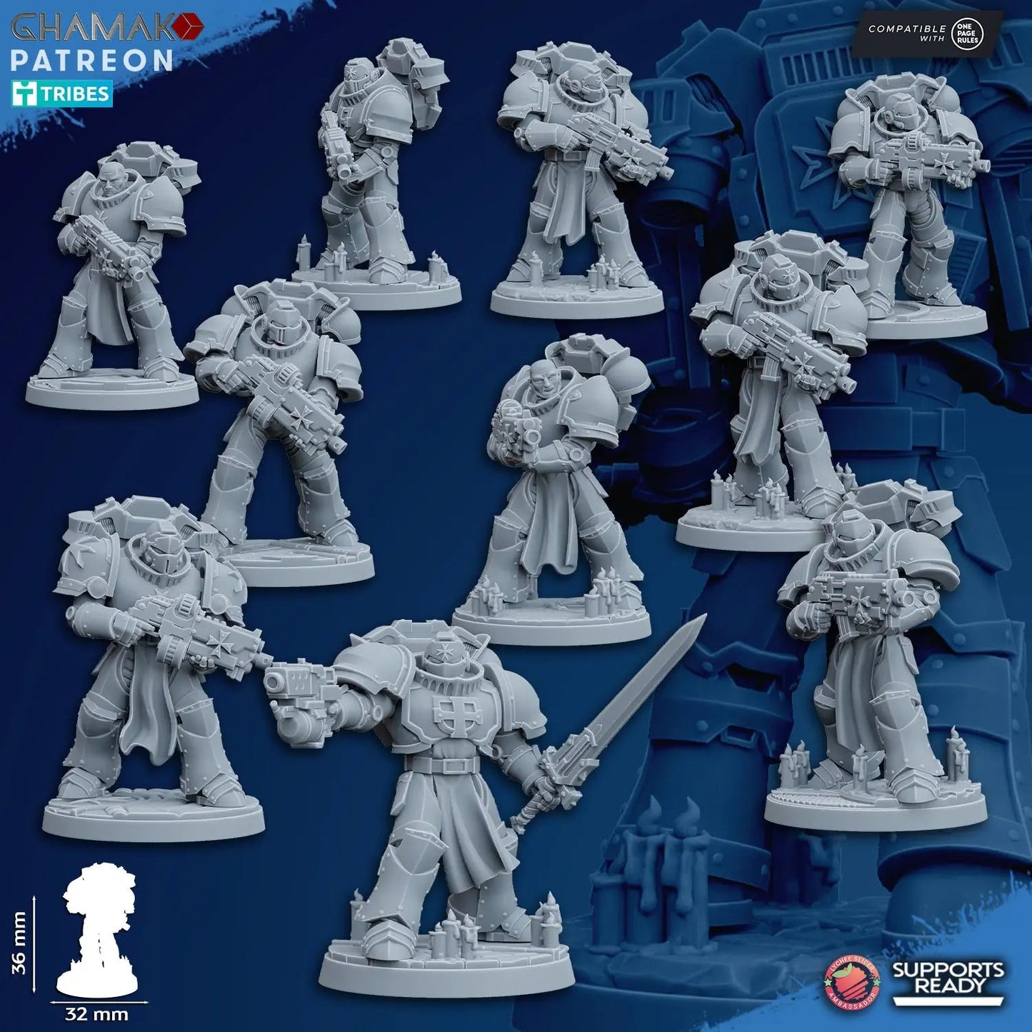Temple Militum Squad by Ghamak – 10-Unit Resin Printed Sci-Fi Minis (36mm)