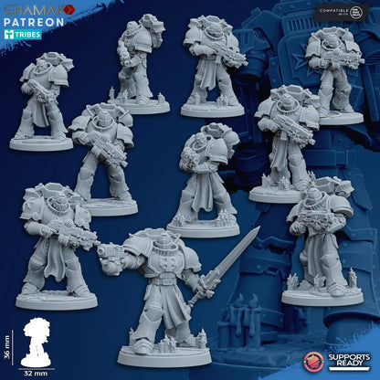 Temple Militum Squad by Ghamak – 10-Unit Resin Printed Sci-Fi Minis (36mm)