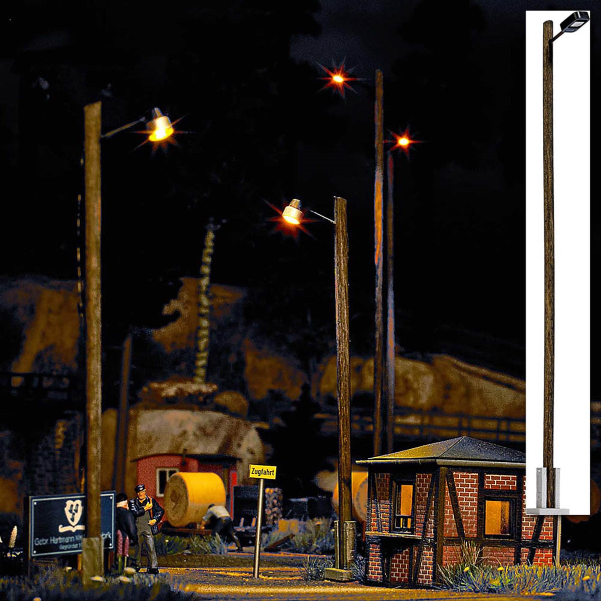 Busch 4110 HO Scale Square Station Lamp, Yellow LED