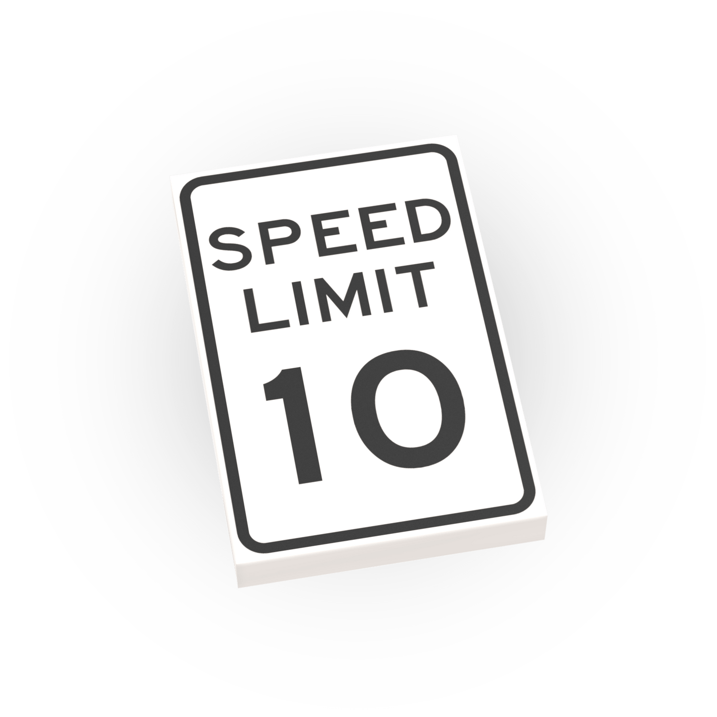 10 MPH Speed Limit Street Sign - Custom Printed 2x3 Tile - Made Using LEGO® Parts