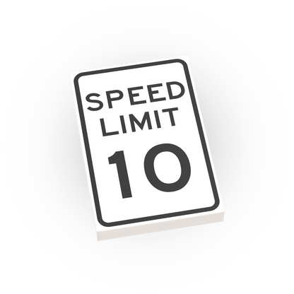 10 MPH Speed Limit Street Sign - Custom Printed 2x3 Tile - Made Using LEGO® Parts