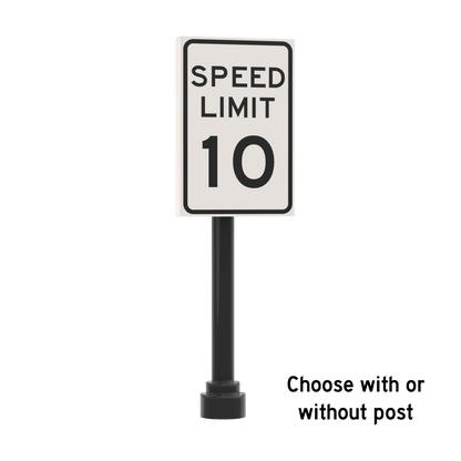 10 MPH Speed Limit Street Sign - Custom Printed 2x3 Tile - Made Using LEGO® Parts