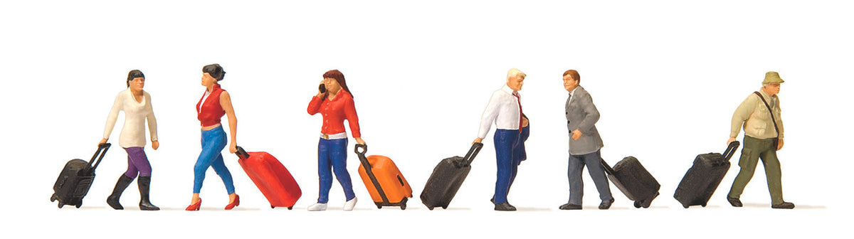Preiser 10640 HO Scale Walking Travelers w/Suitcases Figure Set