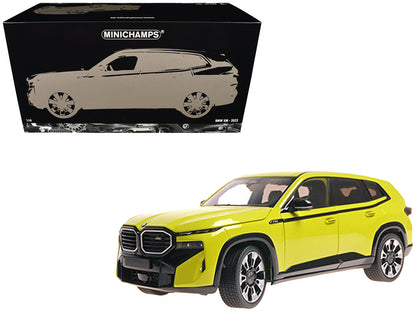 2023 BMW XM Yellow with Black Stripes 1/18 Diecast Model Car by Minichamps  free shipping USA