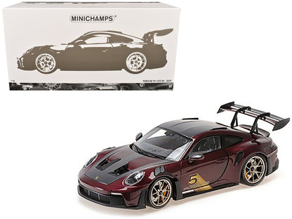2024 Porsche 911 GT3 RS #5 Purple with Carbon Top and Hood Stripes Limited Edition to 400 pieces Worldwide 1/18 Diecast Model Car by Minichamps  free shipping USA