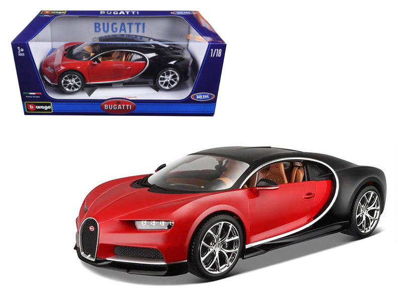 2016 Bugatti Chiron Red with Black 1/18 Diecast Model Car by Bburago  free shipping USA