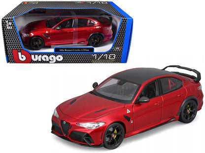 Alfa Romeo Giulia GTAm Red Metallic with Carbon Top 1/18 Diecast Model Car by Bburago  free shipping USA