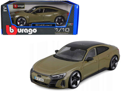2022 Audi RS e-tron GT Dark Green with Sunroof 1/18 Diecast Model Car by Bburago
