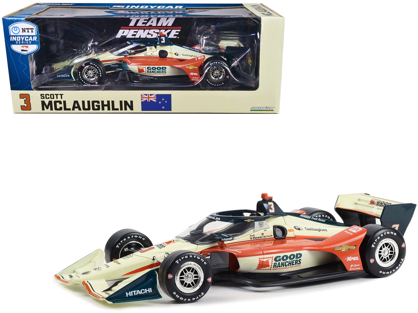 Dallara IndyCar #3 Scott McLaughlin "Good Ranchers" Team Penske (Road Course Configuration) "NTT IndyCar Series" (2023) 1/18 Diecast Model Car by Greenlight  free shipping USA