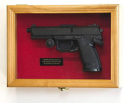 Single Pistol Display Case Wall Mount Solid Hardwood Cabinet Gun Holder