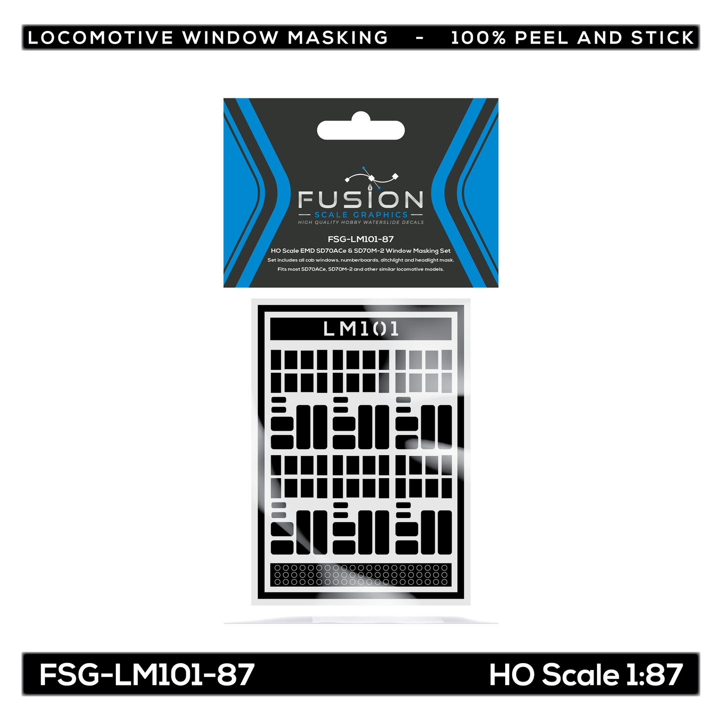 HO Scale EMD SD70ACe & SD70M-2 Locomotive Window Masking Set