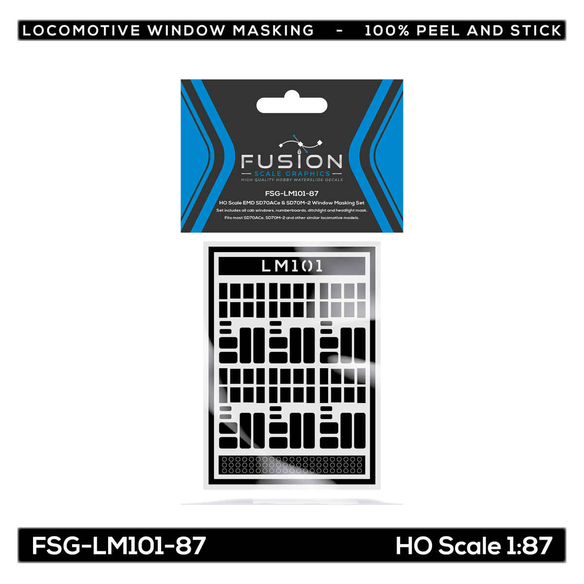 HO Scale EMD SD70ACe & SD70M-2 Locomotive Window Masking Set