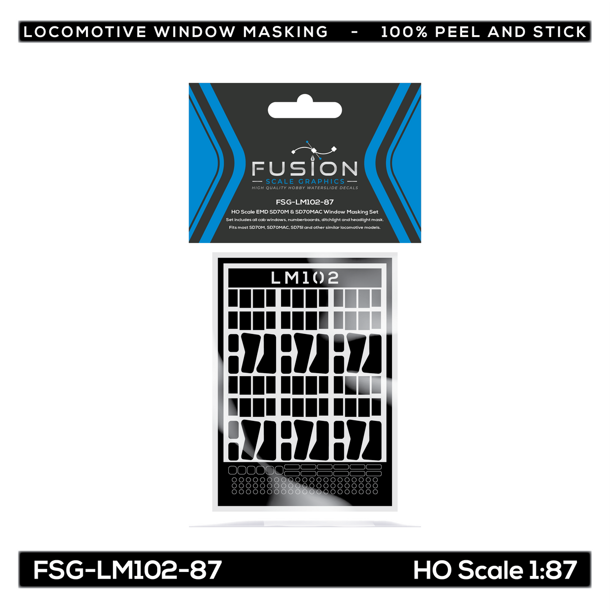 HO Scale EMD SD70M & SD70MAC Locomotive Window Masking Set