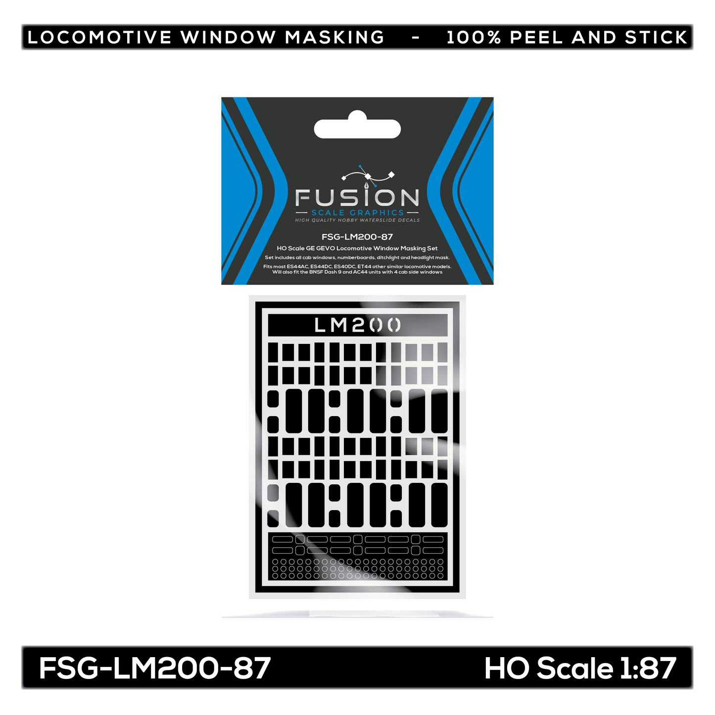 HO Scale GE GEVO Locomotive Window Masking Set