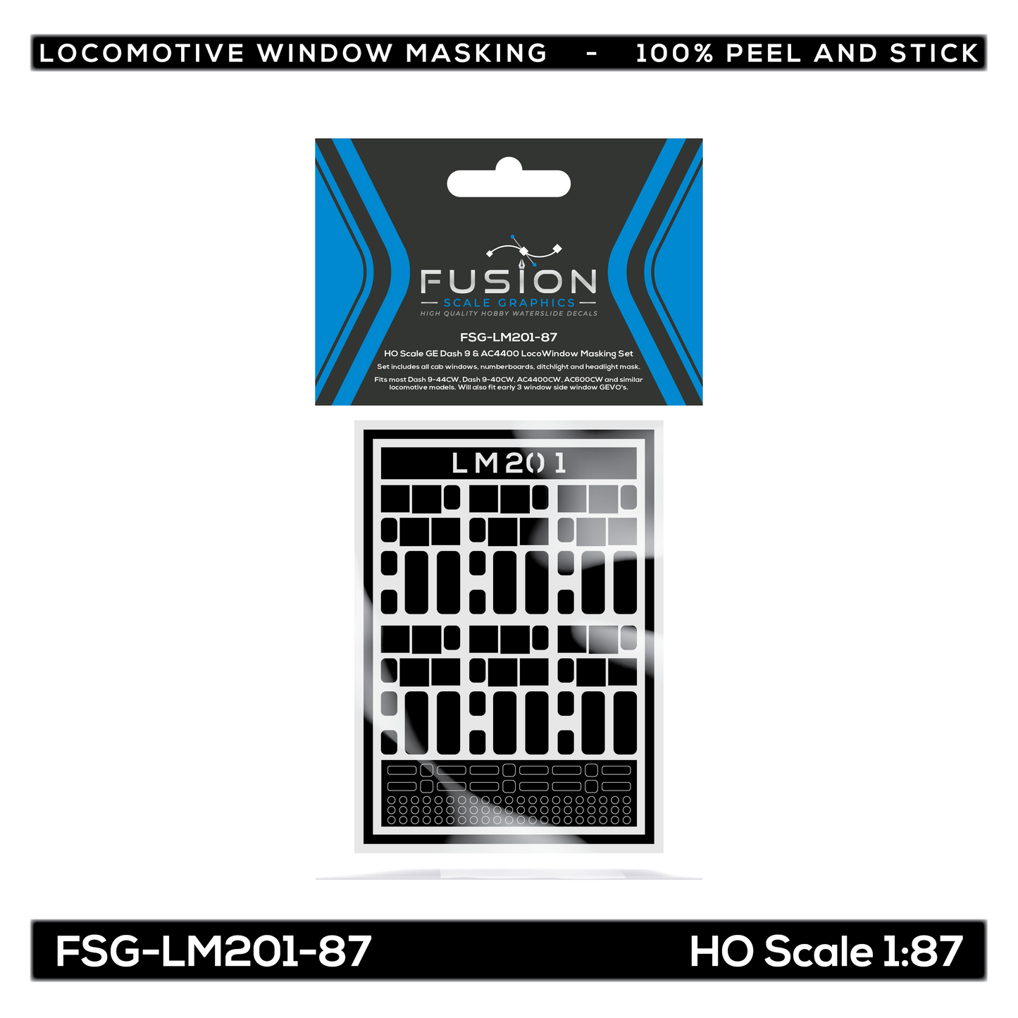 HO Scale GE Dash 9 & AC4400 Locomotive Window Masking Set