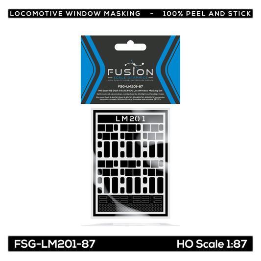 HO Scale GE Dash 9 & AC4400 Locomotive Window Masking Set