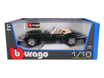 1961 Jaguar E Type Convertible Green 1/18 Diecast Model Car by Bburago  free shipping USA