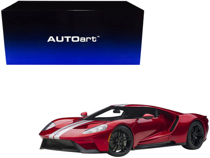 2017 Ford GT Liquid Red Metallic with Silver Stripes 1/12 Model Car by Autoart  free shipping USA