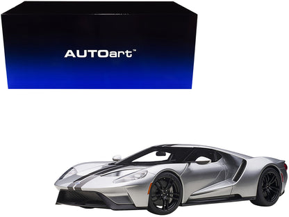 2017 Ford GT Ingot Silver Metallic with Black Stripes 1/12 Model Car by Autoart  free shipping USA