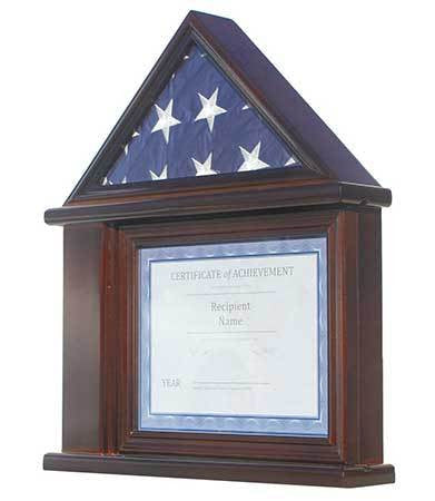 Flag Display Case Certificate & Document Holder Frame, Military Shadow Box