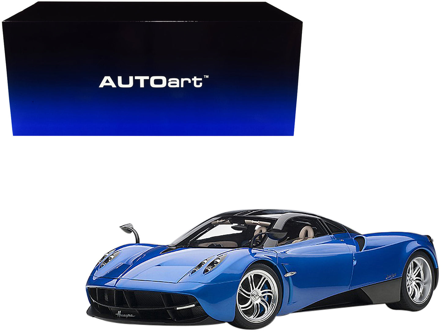 Pagani Huayra Metallic Blue with Black Top and Silver Wheels 1/12 Model Car by Autoart  free shipping USA
