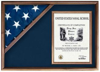 Display Cases for Flags From Military - Walnut