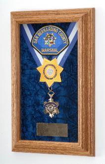 Single Medal Display Case, Wood Awards Display Case - Oak