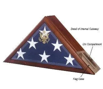 Urn and Flag Case, Funeral Flag Case - Cherry