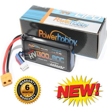 Powerhobby 3S High Voltage 11.4V 1300mAh 80C Lipo Battery w Connector HV
