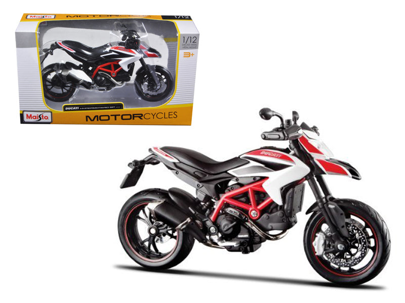 2013 Ducati Hypermotard SP White with Black and Red Stripes 1/12 Diecast Motorcycle Model by Maisto  free shipping USA