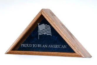 Large Flag Display Case Includes Engraved Emblem - Oak