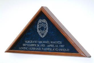 Large Flag Display Case With Engraved Law Enforcement Emblem
