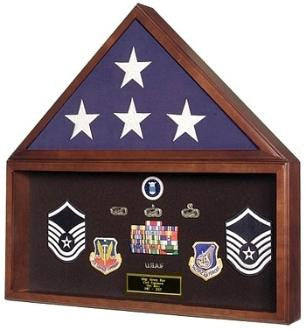 Large Flag and Memorabilia Display Cases - Cherry